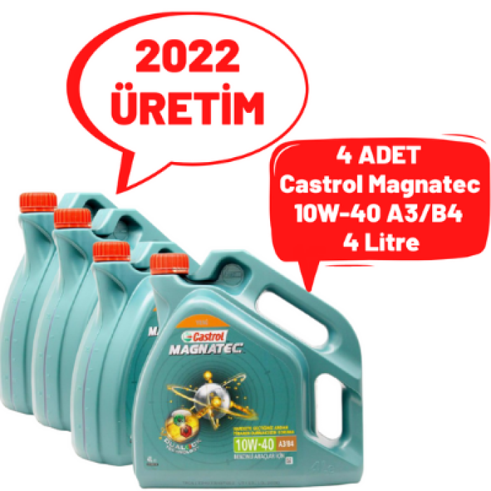 Castrol Magnatec 10W40 A3/B4 4 Litre Motor Yağı ( Üretim Yılı: 2022) X 4 adet