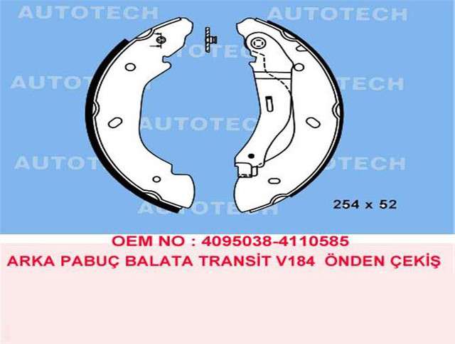 Arka Pabuc Balata Transit V184 2.0tdci 2.2tdci 2.4tdci 3.2td - AUTOTECH PB4101