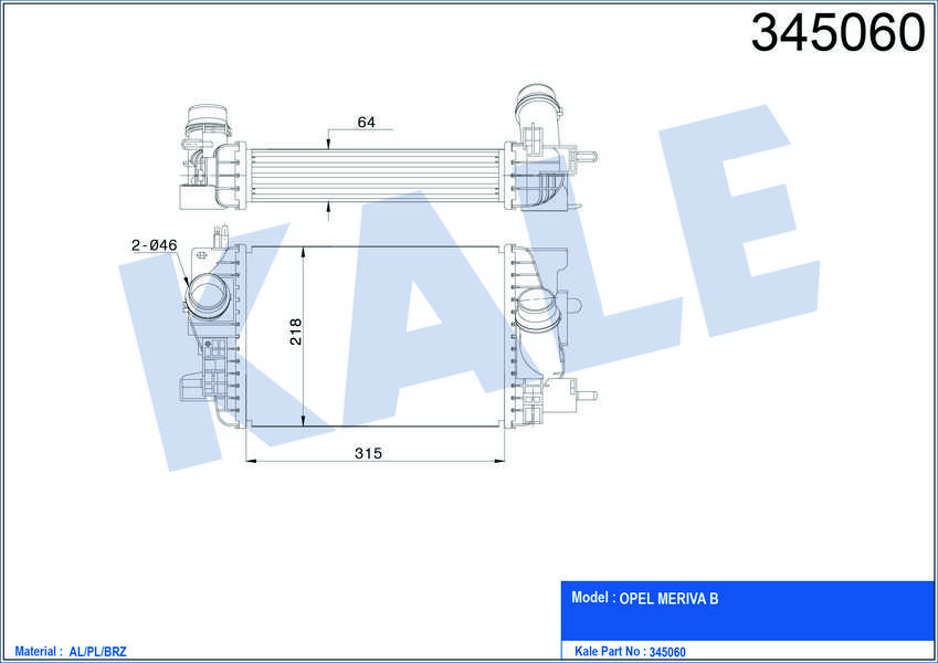 TURBO RADYATORU INTERCOOLER AL/PL/BRZ OPEL MER - KALE 345060