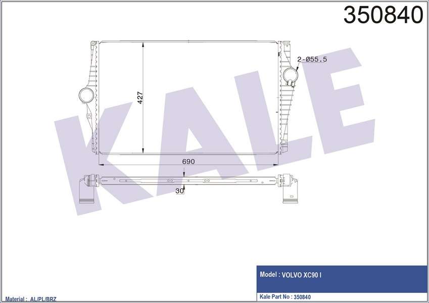 TURBO RADYATORU INTERCOOLER AL/PL/BRZ VOLVO XC - KALE 350840