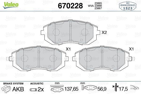 Balata Fren On Subaru Forester 09-12 2.0-2.5/impreza Legacy  - VALEO 670228