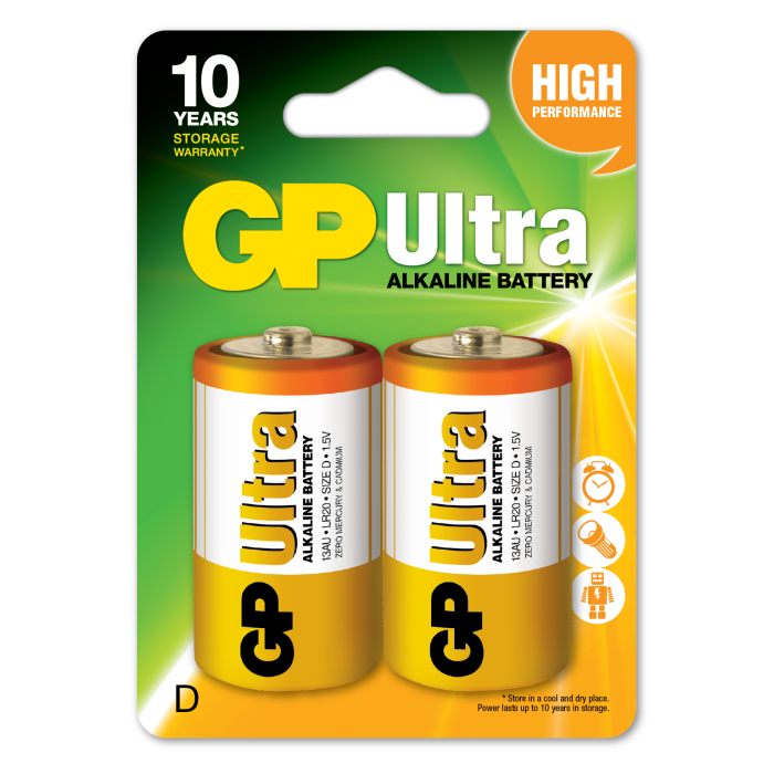 GP G-Tech LR20 Büyük Boy Ultra Alkalin Pil 2li Paket GP13AU-U2 D Boy