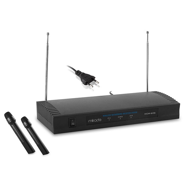Mikado MCW-606 Siyah 2 Kanal İkili VHF Kablosuz Set Mikrofon