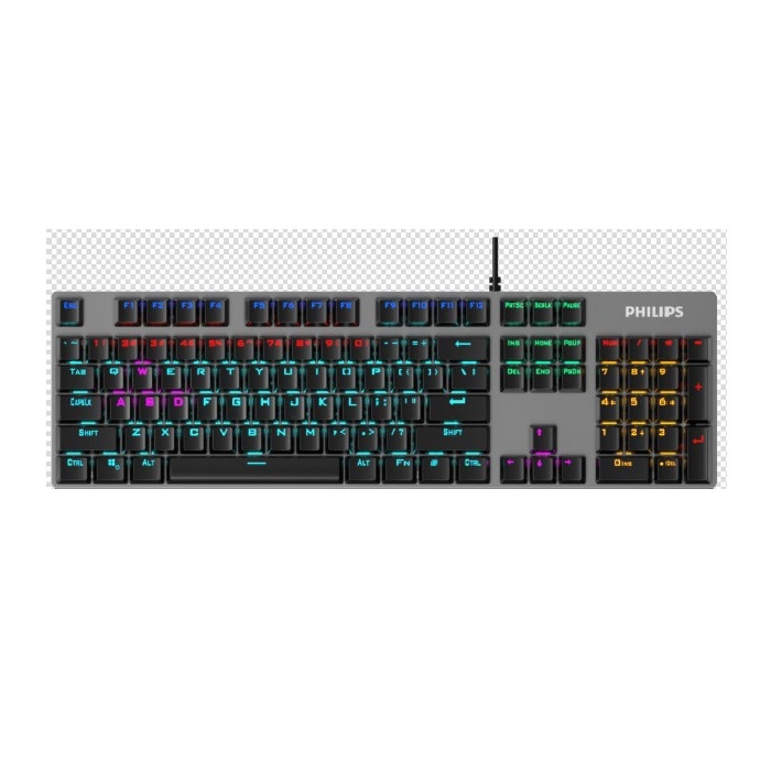 Philips SPK8404 Siyah-Gümüş Rainbow Aydınlatmalı Blue Switch Mekanik Gaming Oyuncu Klavyesi