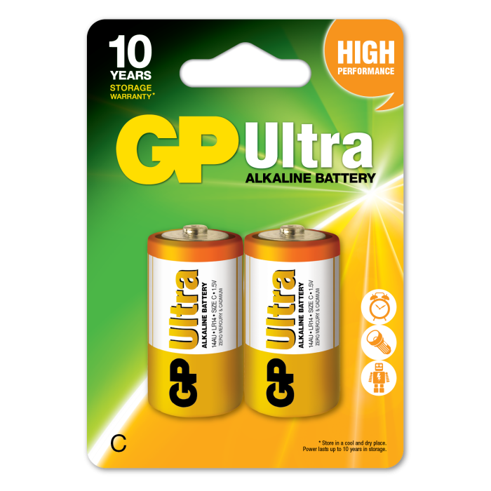 GP G-Tech LR14 Orta Boy Ultra Alkalin Pil 2li Paket GP14AU-U2 C Boy