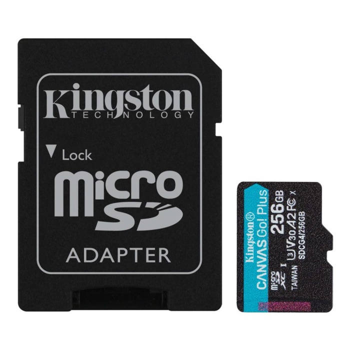 Kingston SDCG4-256GB 256GB microSDXC Canvas Go Plus Gen4 200MB-s A2 U3 V30 Card + ADP Hafıza Kartı