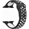 Apple Watch 44 mm Delikli Spor Silikon Kordon Kayış Siyah - Beyaz