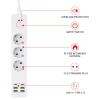 3000W USB güç şeridi aşırı yük koruması ile 4USB 2 type-C şarj cihazı Hub 2m uzatma kablosu