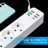 3000W USB güç şeridi aşırı yük koruması ile 4USB 2 type-C şarj cihazı Hub 2m uzatma kablosu