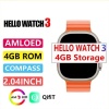 Hello Watch 3 Amoled  3 Kordon Ultra 49mm Watch 8 Wireless Şarj Pusula 4gb Akıllı Saat