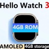 Hello Watch 3 Amoled  3 Kordon Ultra 49mm Watch 8 Wireless Şarj Pusula 4gb Akıllı Saat