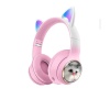 Yeni akz-09 bluetooth kulaklık kedi karikatür kulak üzeri kulaklık