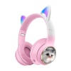 Yeni akz-09 bluetooth kulaklık kedi karikatür kulak üzeri kulaklık