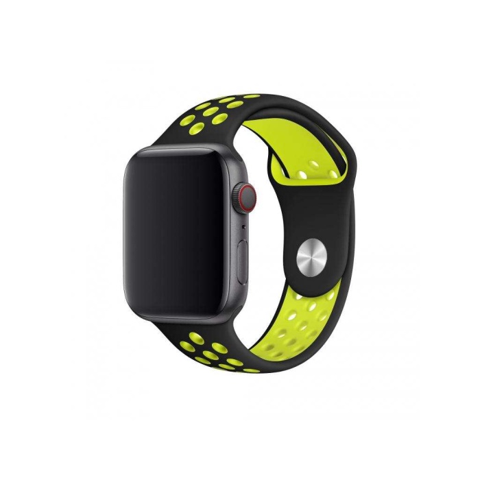Apple Watch 42mm Spor Delikli Kordon Silikon Kayış Yeşil