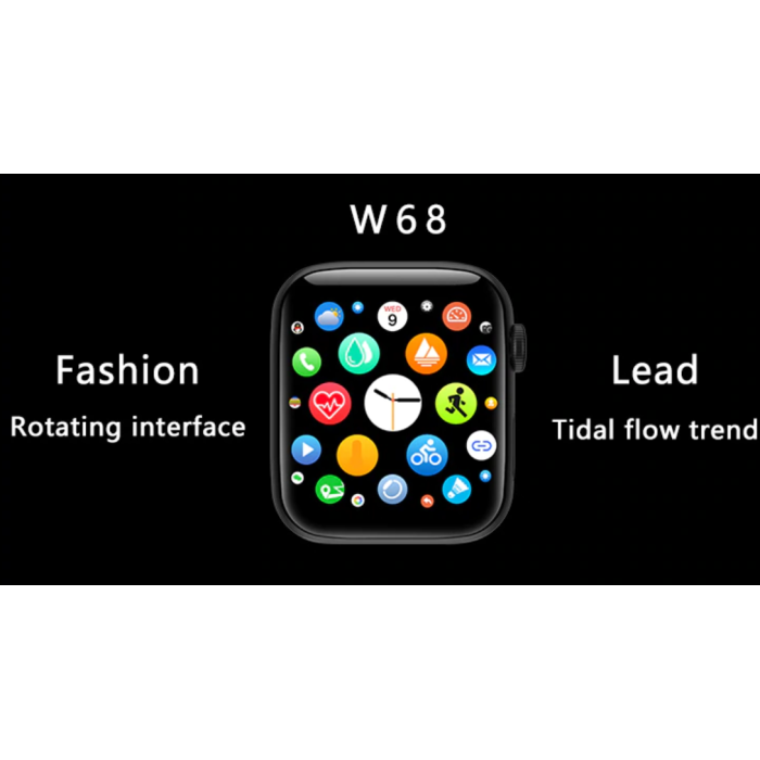 W68 akıllı saat erkekler nabız monitörü IP67 su geçirmez nabız monitörü smartwatch-SİYAH