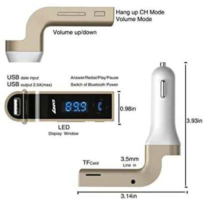 Cars7 Bluetooth 4.0 Araç Kiti Çakmaklık MP3 FM Transmitter