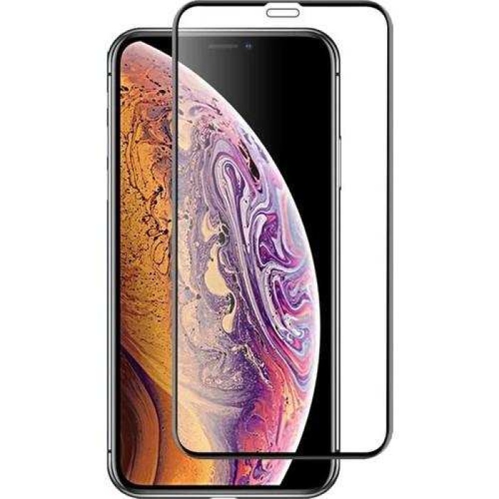 İphone  XS Max Siyah Tempered Glass Premium Full Cam Ekran Koruyucu