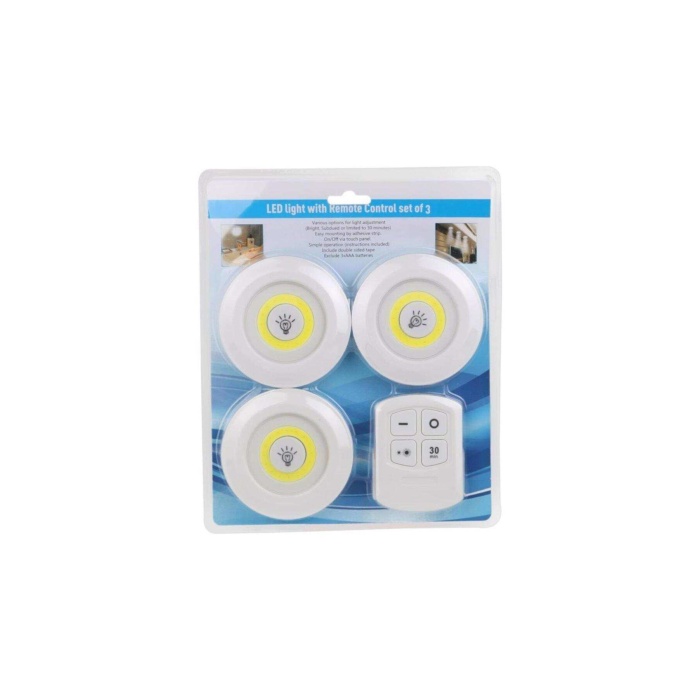 Led Işık Kablosuz Uzaktan Kumandalı Led Ampul Seti 3lü Set
