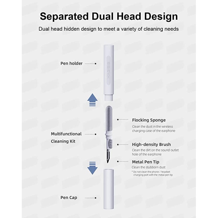 Tüm Kulaklıklar için Temizleme Kalemi çok Fonksiyonlu Temizleyici Yumuşak Fırçalı Kit-Siyah