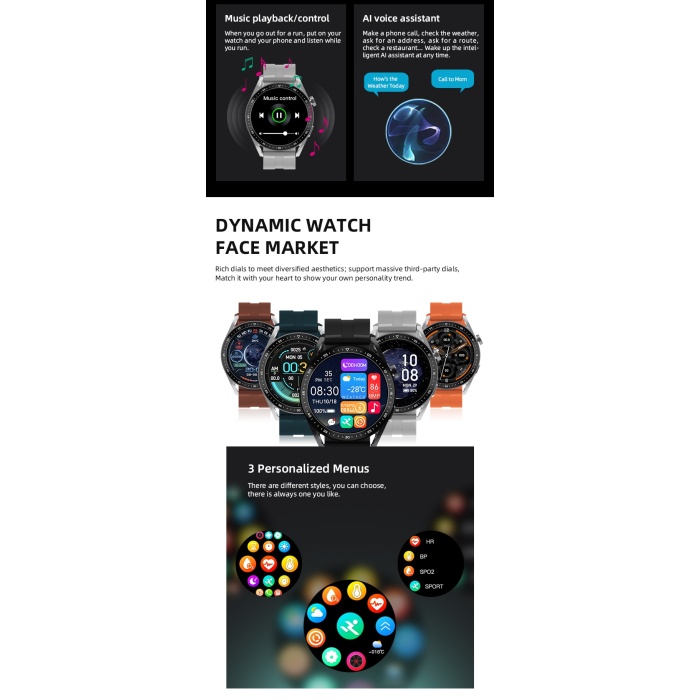 Hw3 Pro Bluetooth Çağrı Özellikli yuvarlak tasarım Akıllı Saat