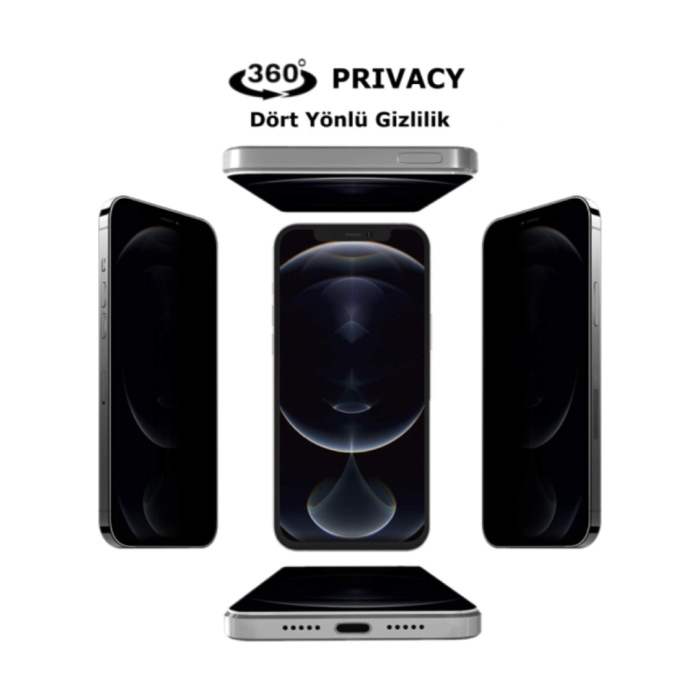 iPhone Xs Max - 360° Privacy Hayalet Ekran Koruyucu | 9h Sertlik Temperli Koruyucu Cam