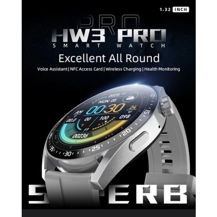 Hw3 Pro Bluetooth Çağrı Özellikli yuvarlak tasarım Akıllı Saat-gümüş