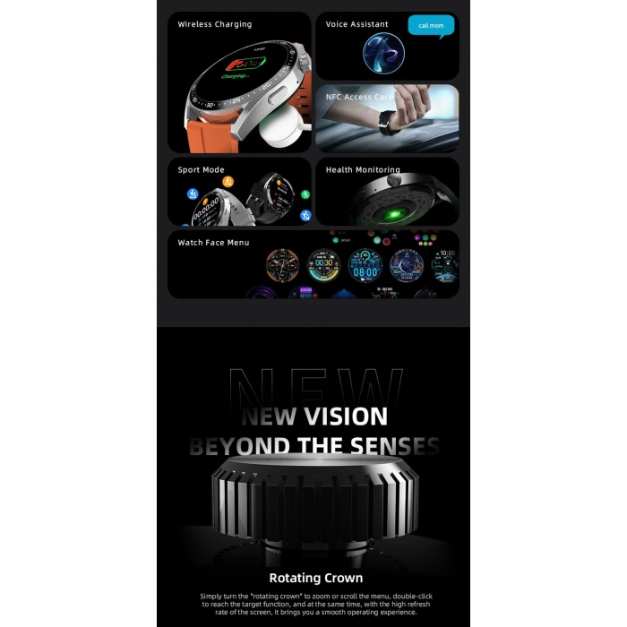 Hw3 Pro Bluetooth Çağrı Özellikli yuvarlak tasarım Akıllı Saat-gümüş