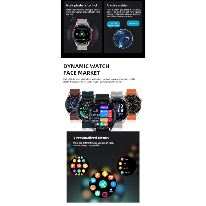 Hw3 Pro Bluetooth Çağrı Özellikli yuvarlak tasarım Akıllı Saat-gümüş