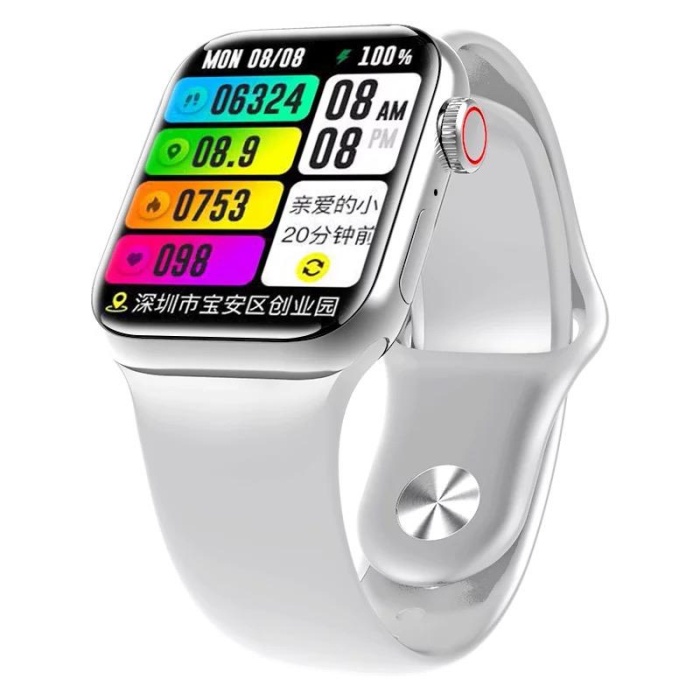 GS8 Max smartwatch serisi 8 paslanmaz parlak kasa çift kordon