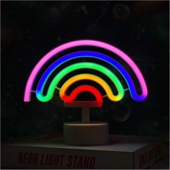 Dekoratif Neon Gökkuşağı Masa Lambası LED Işık