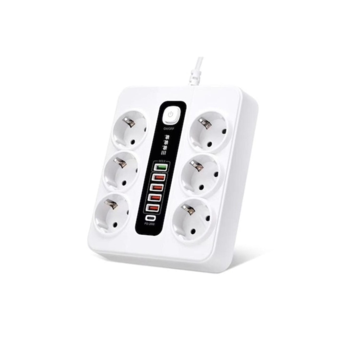 3000W USB güç şeridi aşırı yük koruması ile 5USB 1 type-C şarj cihazı Hub 2 m uzatma kablosu