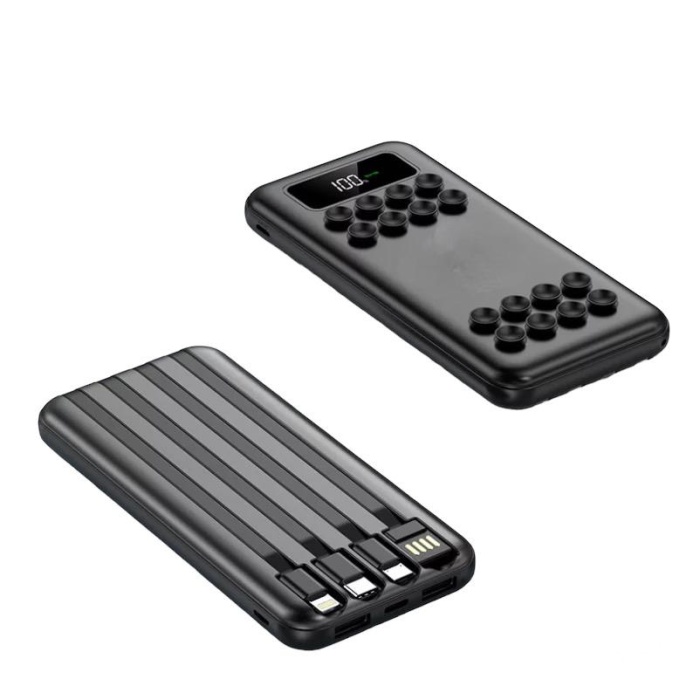 10.000 mAH Dahili Şarj Kablolu dijital göstergeli kablosuz powerbank-siyah