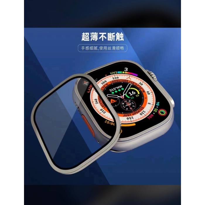 Apple Watch Ultra 49 Mm Uyumlu Temperli Ekran ve kasa  Koruyucu
