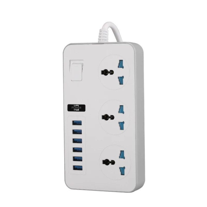 2 metre kablo 3 güç soketl,  6 usb bağlantı noktalı uzatma kablosu