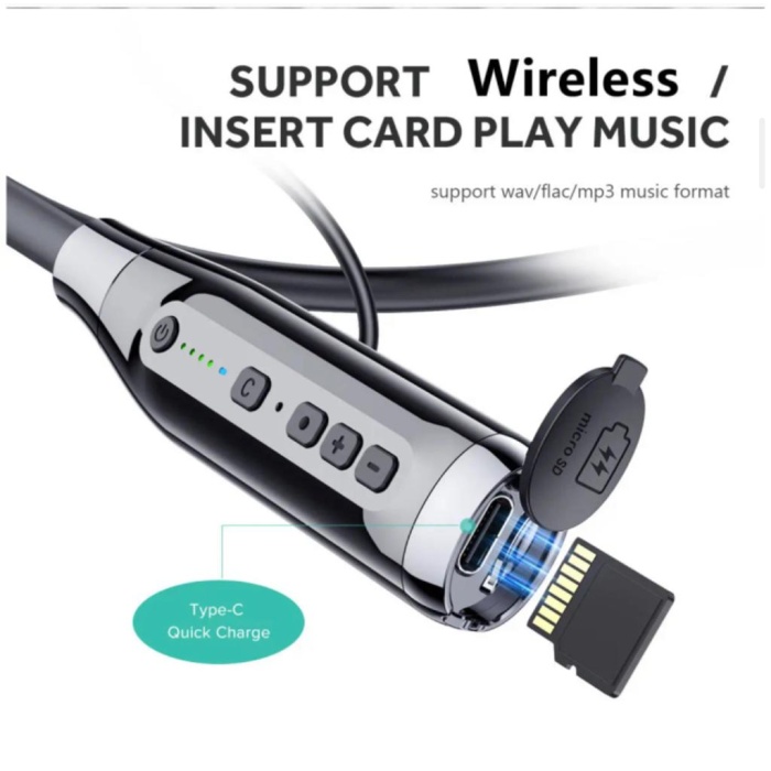 Sporcu Kablosuz boyun bandı bluetooth kulaklık TF kart yuvası 100 saat çalma süresi