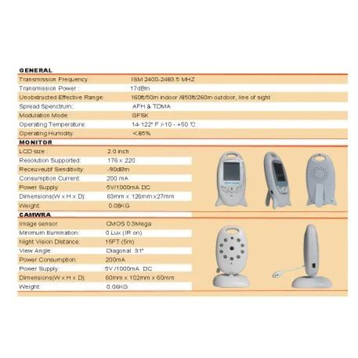 Ekranlı Gece Görüşlü Monitörlü Bebek Kontrol Kamerası ks-601