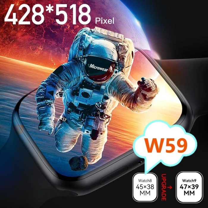 W59 Watch 9 Note Pro Akıllı saat 47 mm 2.2 INC Android IOS uyumlu