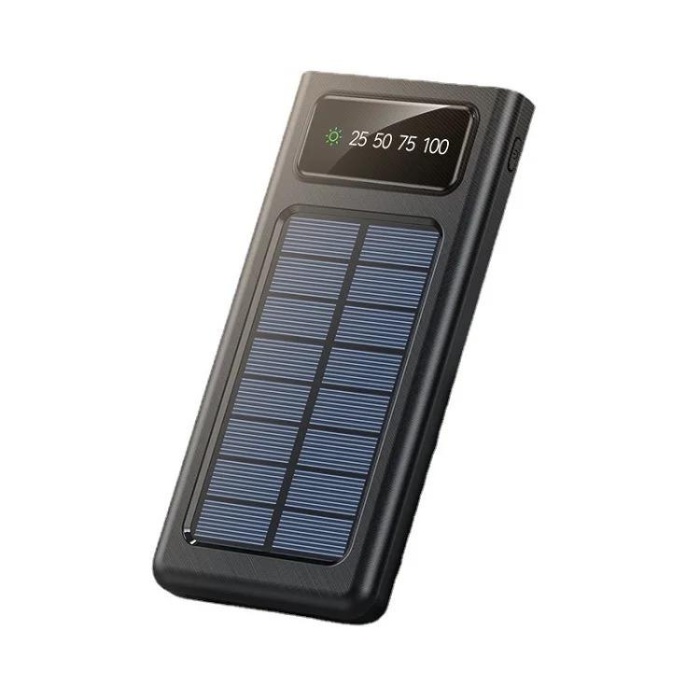 Güneş Enerjili fener Özellikli 10000 Mah Solar Powerbank Dahili Kablolu