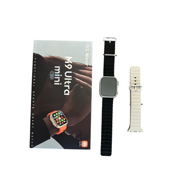 M9 Ultra Mini akıllı saat  41mm NFC k 1.7 inç serisi Ultra8- siyah -gri kordon