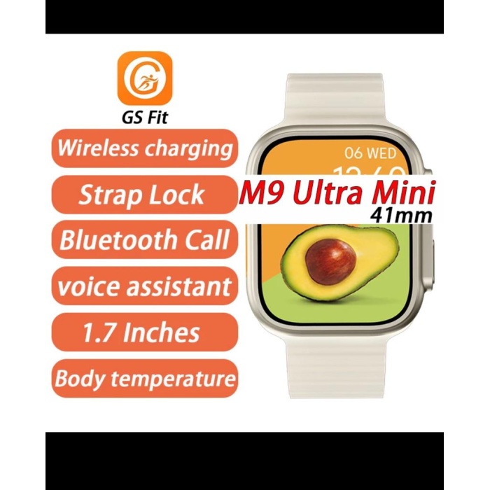 M9 Ultra Mini akıllı saat  41mm NFC k 1.7 inç serisi Ultra8- siyah -gri kordon