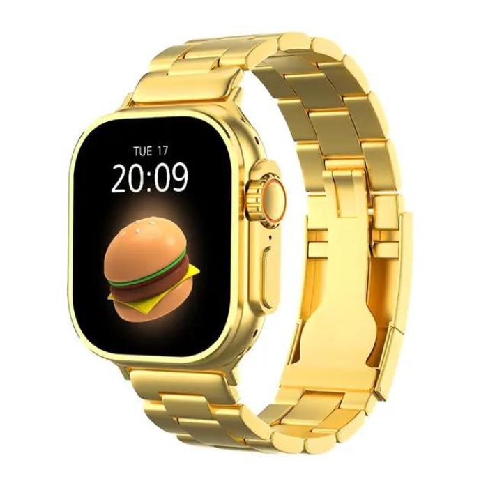 Yeni Ultra Gold rengi  serisi 9 nfc gps 49mm Çift Kordonlu Akıllı Saat