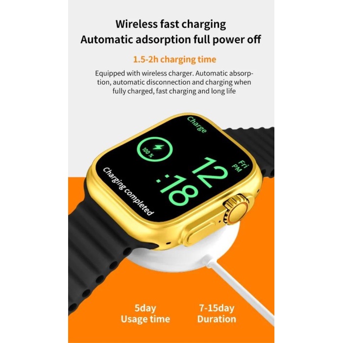 Yeni Ultra Gold rengi  serisi 9 nfc gps 49mm Çift Kordonlu Akıllı Saat