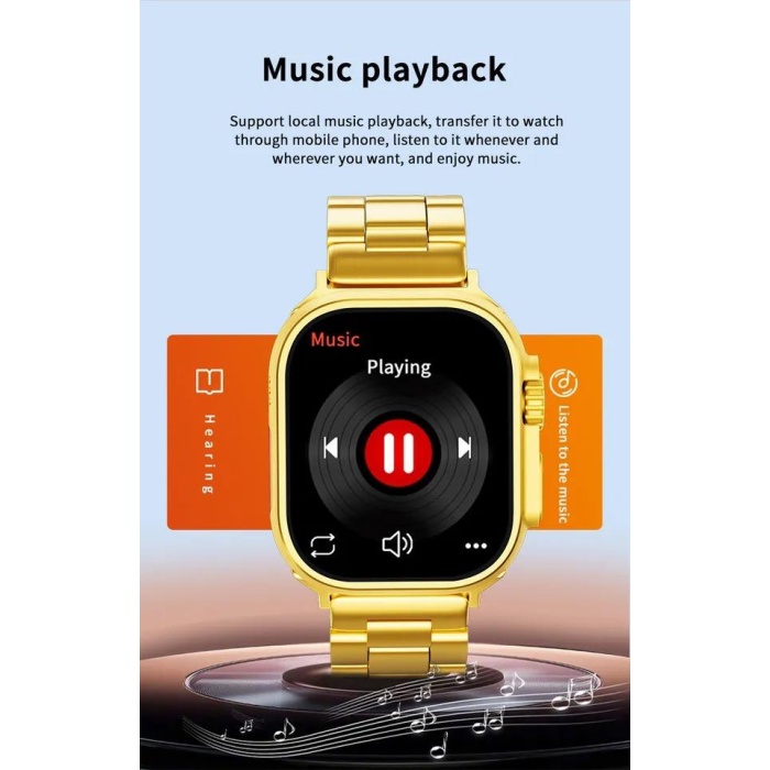 Yeni Ultra Gold rengi  serisi 9 nfc gps 49mm Çift Kordonlu Akıllı Saat