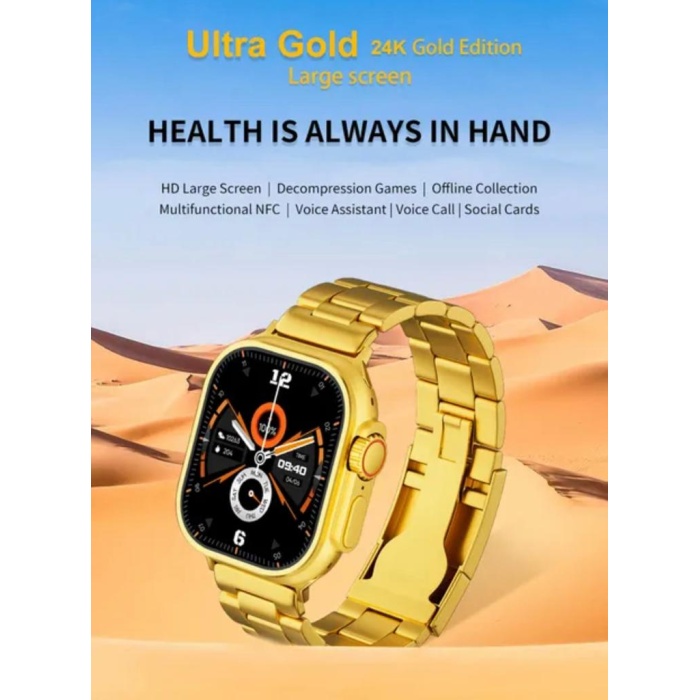 Yeni Ultra Gold rengi  serisi 9 nfc gps 49mm Çift Kordonlu Akıllı Saat