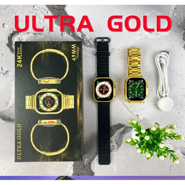 Yeni Ultra Gold rengi  serisi 9 nfc gps 49mm Çift Kordonlu Akıllı Saat