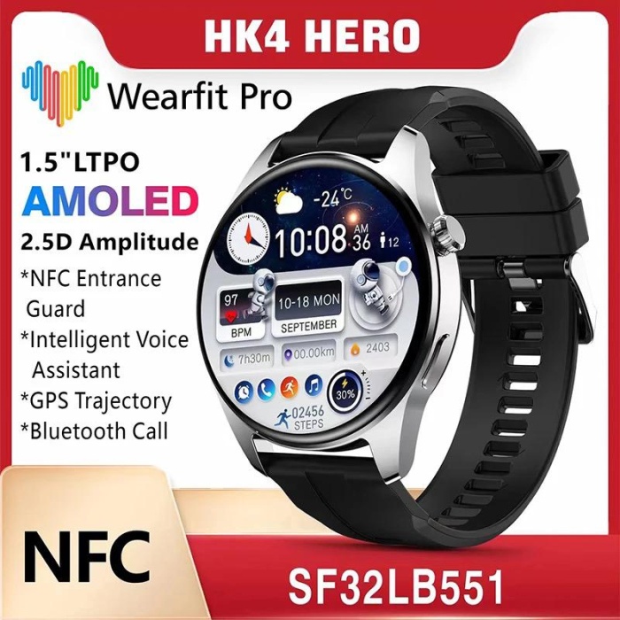 Yeni 2023 HK4 Hero  AMOLED 1.5 inç Ekranlı Çift Kordonlu Akıllı Saat