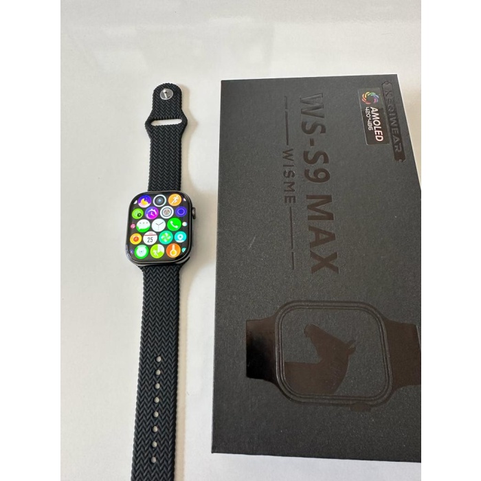 WS-S9 MAX Amoled 2.2 inç 2023 akıllı saat BT çağrı parlak siyah kasa