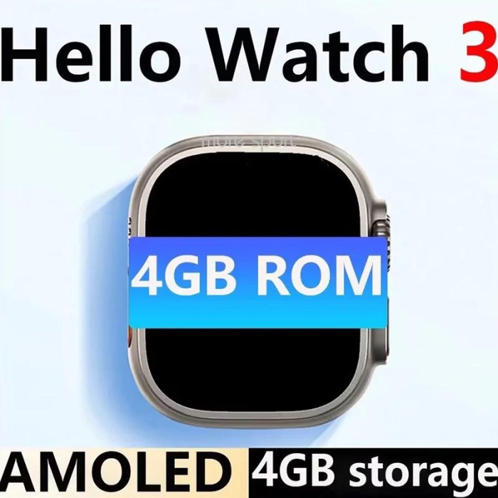 Hello Watch 3 Amoled  3 Kordon Ultra 49mm Watch 8 Wireless Şarj Pusula 4gb Akıllı Saat