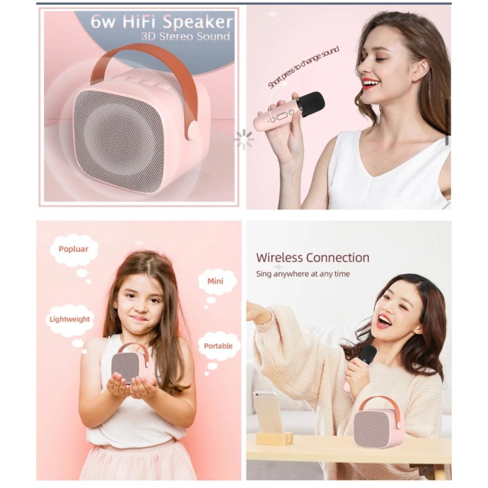 Kablosuz mikrofon ile karaoke hoparlör taşınabilir hoparlör