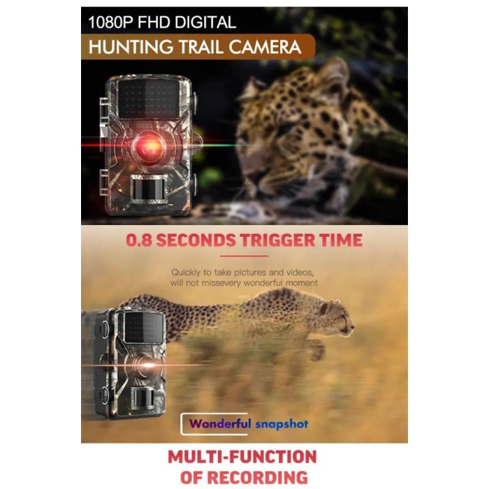 Fotokapan Avcı Kamerası Su Geçirmez 1080P Gece Görüşlü Hareket Sensörlü